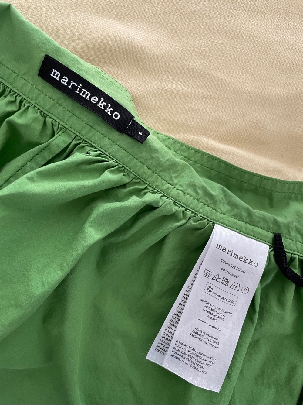Marimekko Suuruus Wrap Skirt apple green S cotton poplin midi - Picture 5 of 6